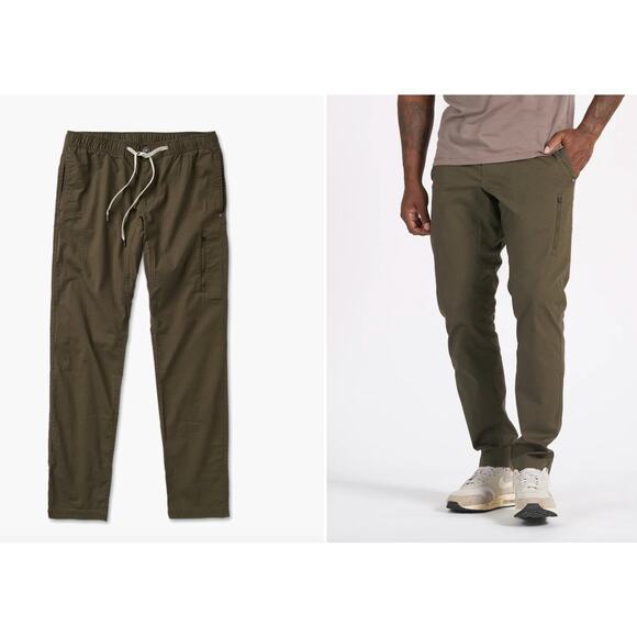 VUORI Green Ripstop Pant Cotton Stretch High-Rise Elastic Waistband Size Large L - Picture 1 of 8
